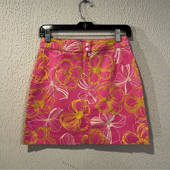 Tori Richard Honolulu Jacquard Floral Pink mini skirt size 2 - Picture 4 of 8